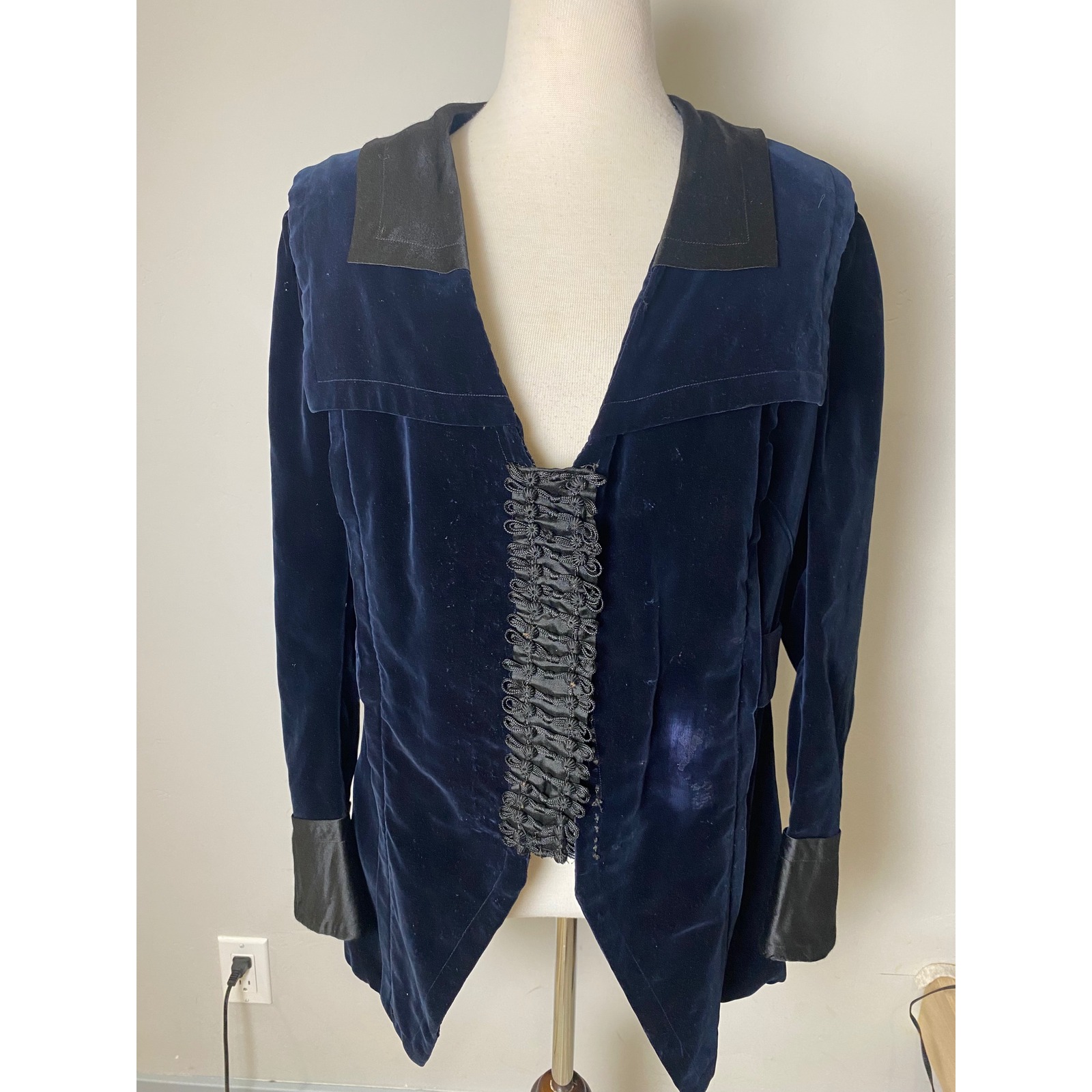 Victorian Marshall Field & Company Blue Velvet Soutache Jacket Coat 1800's/1900